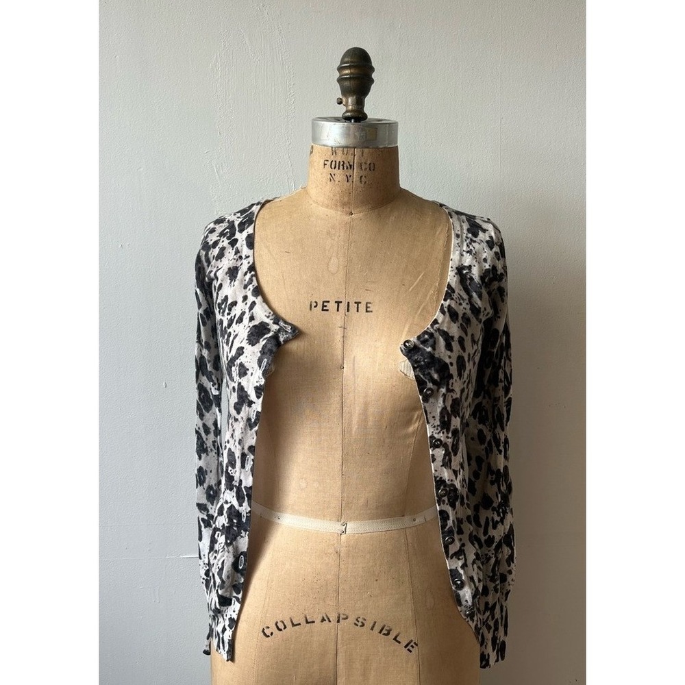 Guess Black and White Leopard Print Cardigan